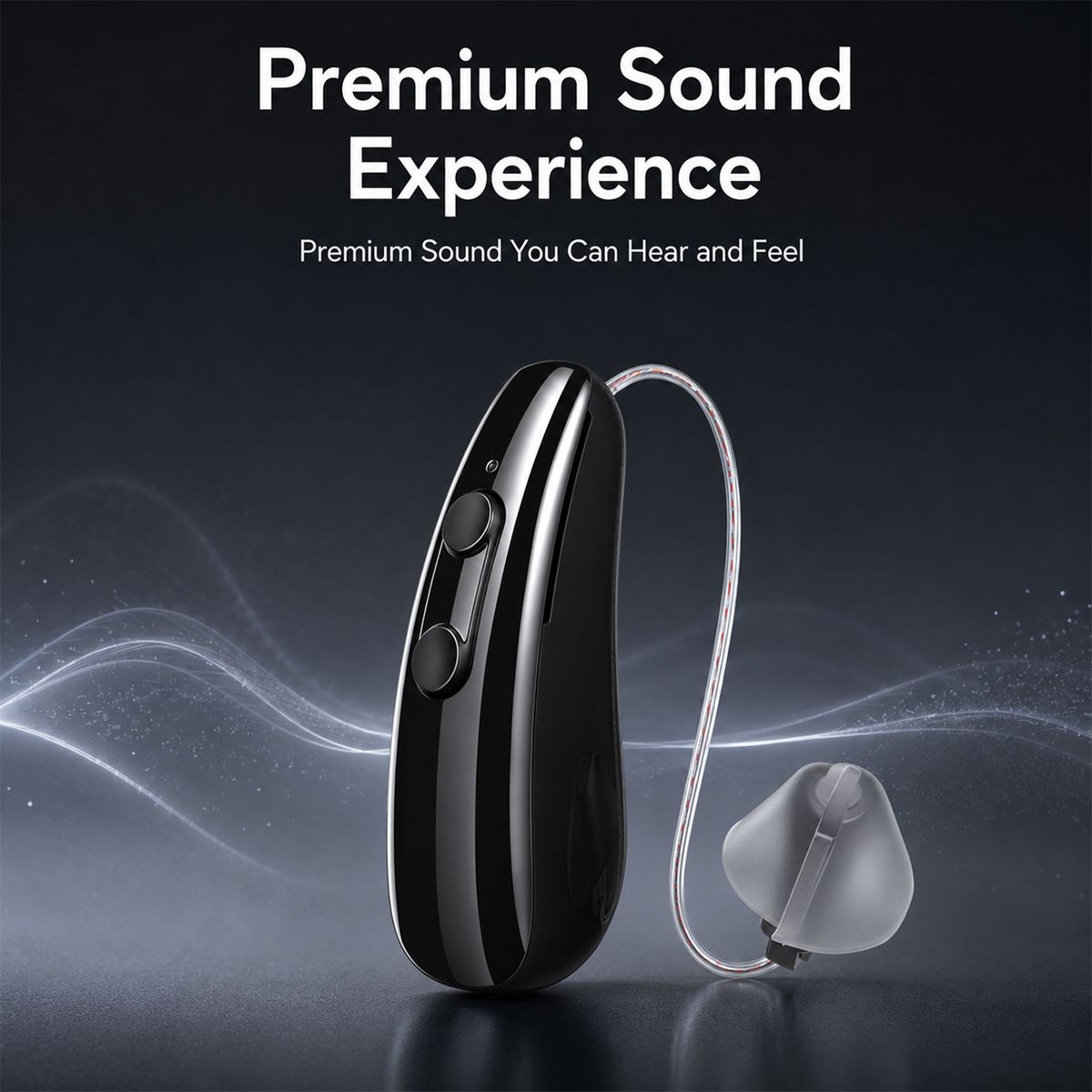 Phonelum Luma Pro hearing aids, charging case and accessories